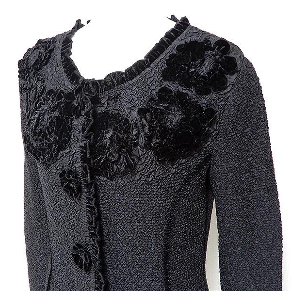 anc ノコオーノ NOKOOHNO カーディガン プリーツ ベロア 花モチーフ  