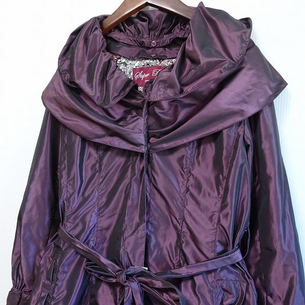 #wnc スーパービューティー Super Beauty コート 40 紫 光沢 ライナー付き 中綿 リボンモチーフ ロング レディース [719491]｜acil｜03