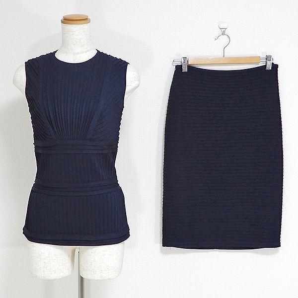 #snc タダシショージ TADASHI SHOJI セットアップ ノースリーブ ひざ丈 プリーツ バックジップ XXS 紺系 レディース [722011] | 