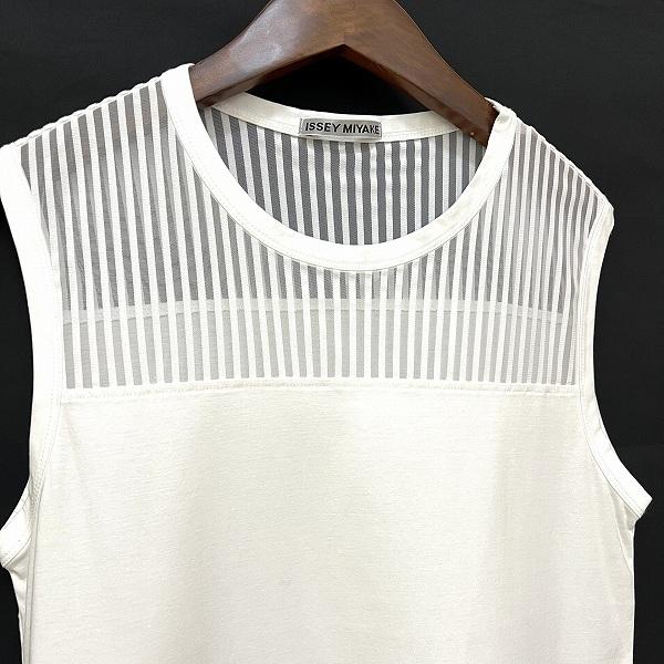 spc イッセイミヤケ ISSEYMIYAKE カットソー 2 白 ノースリーブ
