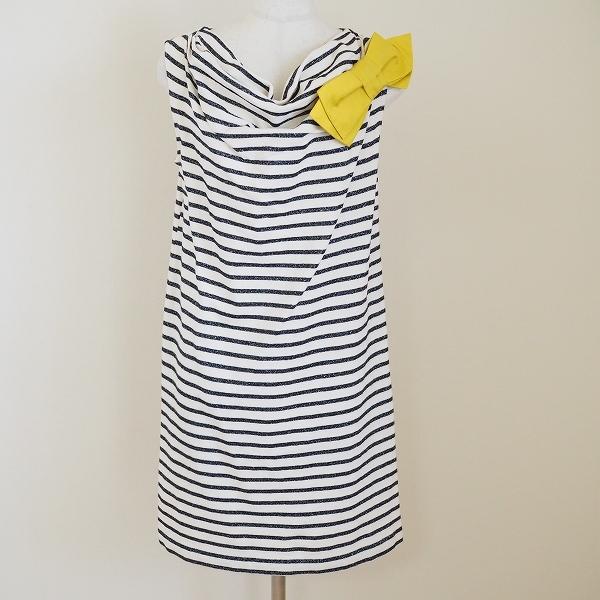 Snc イクコ Ikuko ワンピース 2 黒 白 ボーダー リボン ノースリーブ ラメ レディース 7285 7285 アクイールヤフーショップ 通販 Yahoo ショッピング