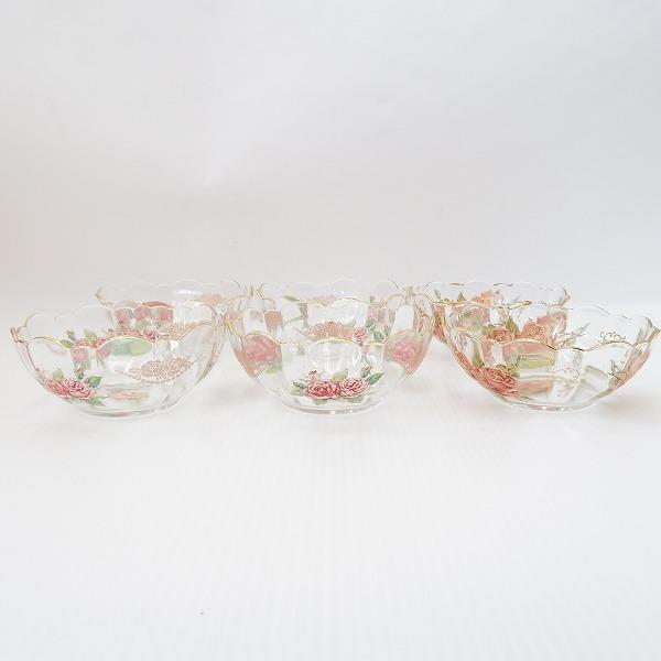 anv アルク ARC ボウル 皿 6客セット クリア 食器 ガラス 花柄 金彩