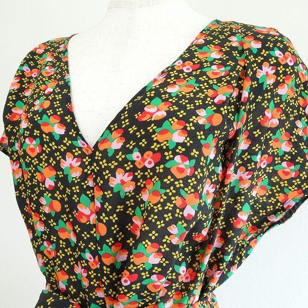 snc タラジャーモン Tara Jarmon ワンピース 36 黒 マルチ シルク 花柄