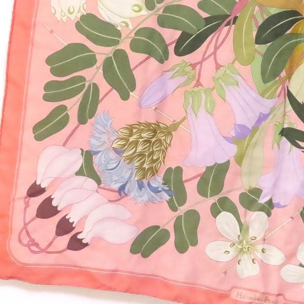 apzs エルメス HERMES カレ90 スカーフ ピンク マルチ ギリシャの花