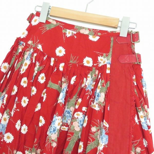apc ピンクハウス PINKHOUSE スカート 赤 巻きスカート 花柄  