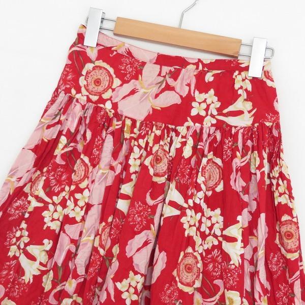 apc ピンクハウス PINKHOUSE スカート 赤 花柄 ロング フレア 美品  
