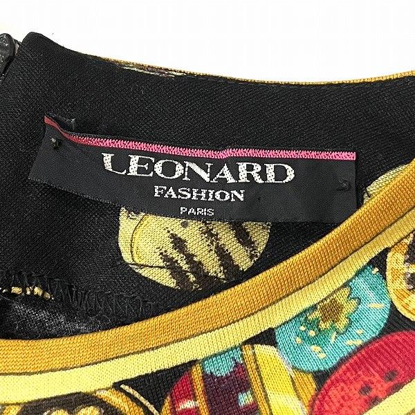 LEONARD #anc レオナール ワンピース M 黒 マルチ ボタン柄