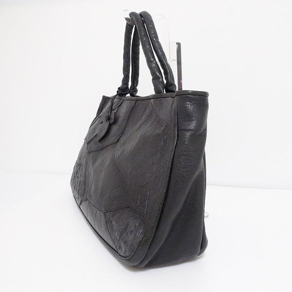 anb イビザ IBIZA ハンドバッグ 黒 オーストリッチ レザー anb イビザ IBIZA ハンドバッグ 黒 オーストリッチ レザー