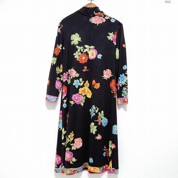 美品✨シルク混 レオナール ワンピース ペイズリー トリム 花