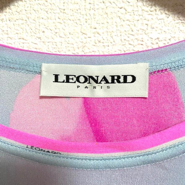 #apc レオナール LEONARD カットソー 46 水色 ピンク マルチ シルク 花柄 大きいサイズ レディース [750496]｜acil｜05