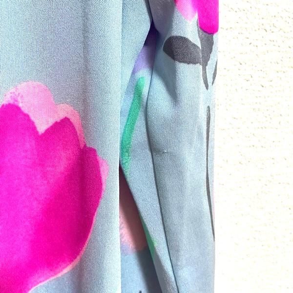 apc レオナール LEONARD カットソー 46 水色 ピンク マルチ シルク 花 