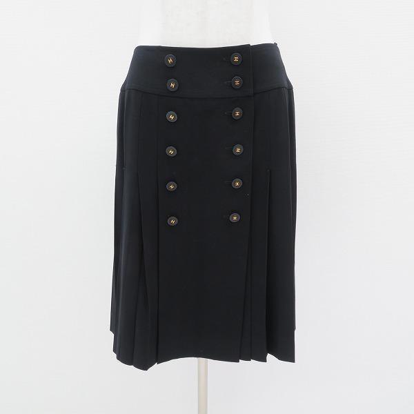 #apc シャネル CHANEL BOUTIQUE スカート 38 黒 94P プリーツ ココマーク フランス製 レディース [751410