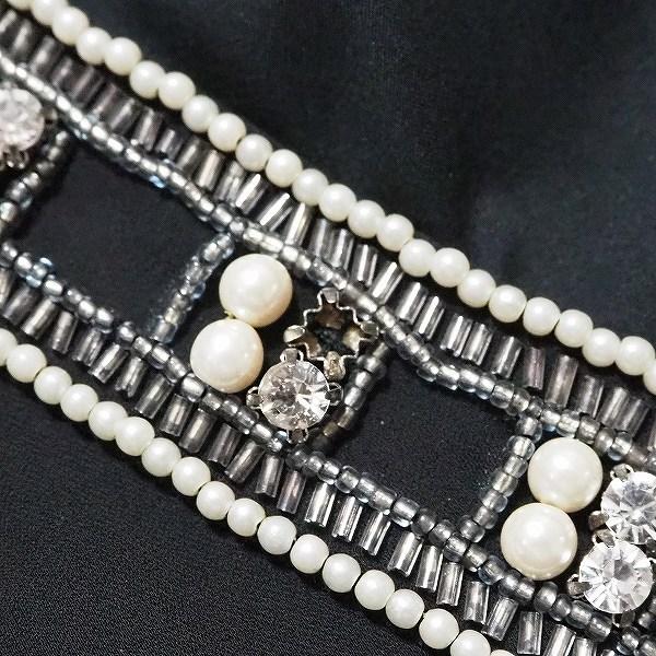 美品✨グレースコンチネンタル✨黒と白のビーズ付きストレートロングワンピース 36 美品✨グレースコンチネンタル✨黒と白のビーズ付きストレート