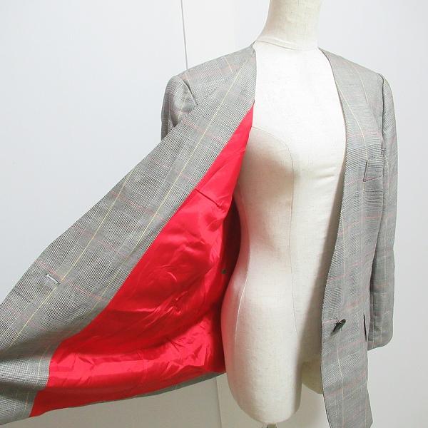 ESCADA #anc エスカーダ ジャケット 40 グレー ノーカラー チェック柄 