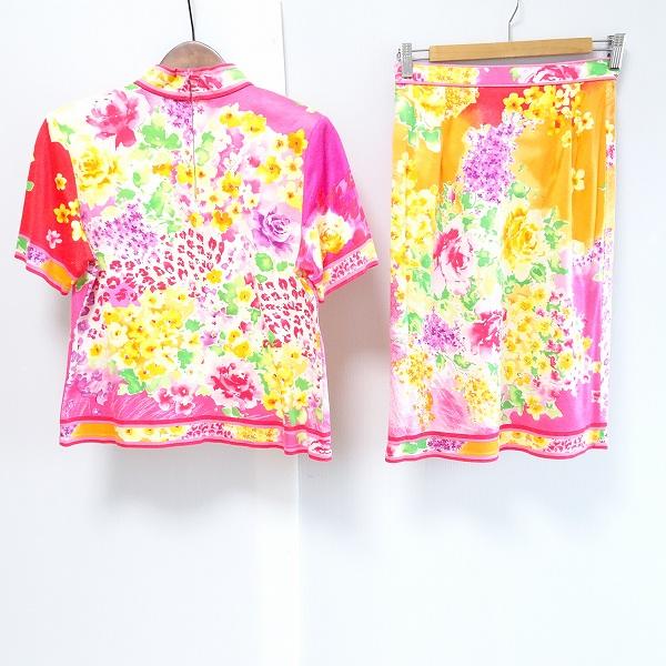 LEONARD #spc レオナール セットアップ LL オレンジ ピンク 花柄 