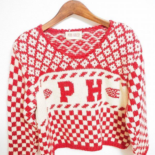 wpc ピンクハウス PINKHOUSE ニット セーター 赤 白 PHロゴ 総柄