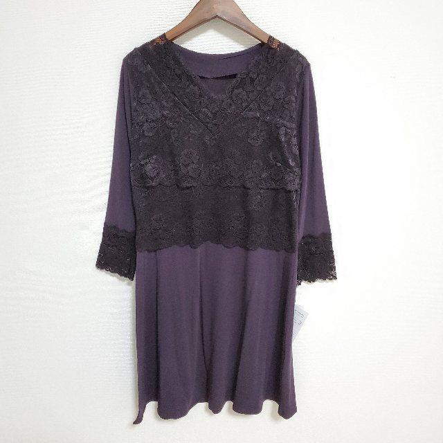 anc シズカコムロ 4298 SHIZUKA KOMURO ワンピース 40 紫 レース タグ  