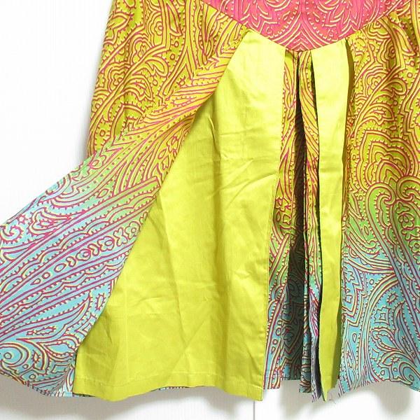 anc エトロ ETRO スカート 40 ピンク 水色 黄 ペイズリー プリーツ 
