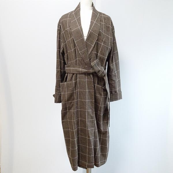 TODAYFUL チェック柄 ロングコート サイズ36 TODAYFUL トゥデイフル コート 36 茶系チェック ガウン ロング