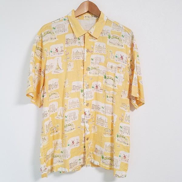 PAPAS（パパス） #spc アイランド Papas ISLAND 半袖シャツ L 黄 総柄 