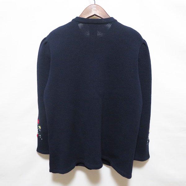wnc マックデイビッド McDavid カーディガン 38 紺 ニット 刺繍 花柄