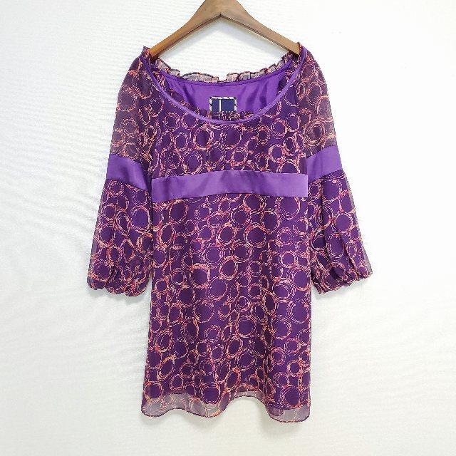 DAKS #anc ダックス ワンピース 38 紫 チュニック フリル レディース 