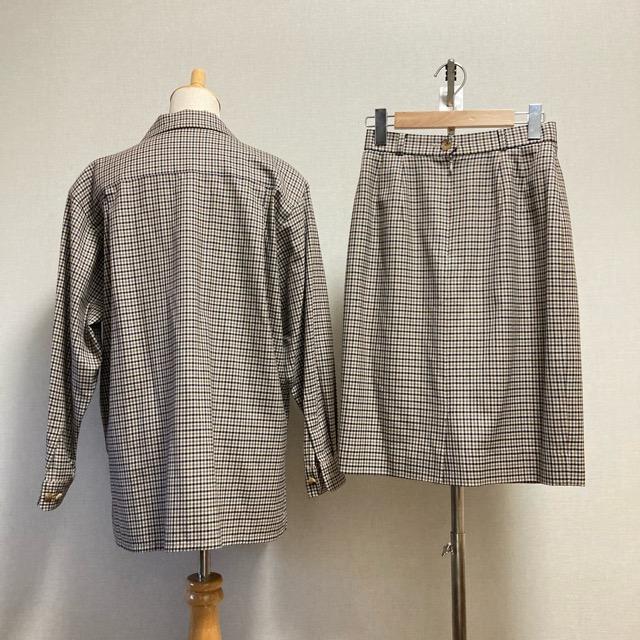 anc アクアスキュータム Aquascutum セットアップ 9 茶系 チェック  