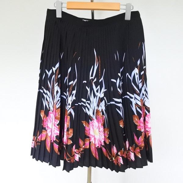 #anc ダナキャラン DKNY スカート 6 黒系 プリーツ 花柄 ひざ丈 バックジップ レディース [771291] | DKNY