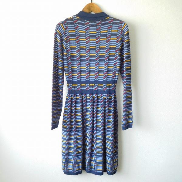 MISSONI（ミッソーニ） #anc ワンピース 40 紺 紫 黄色 赤 ニット 襟