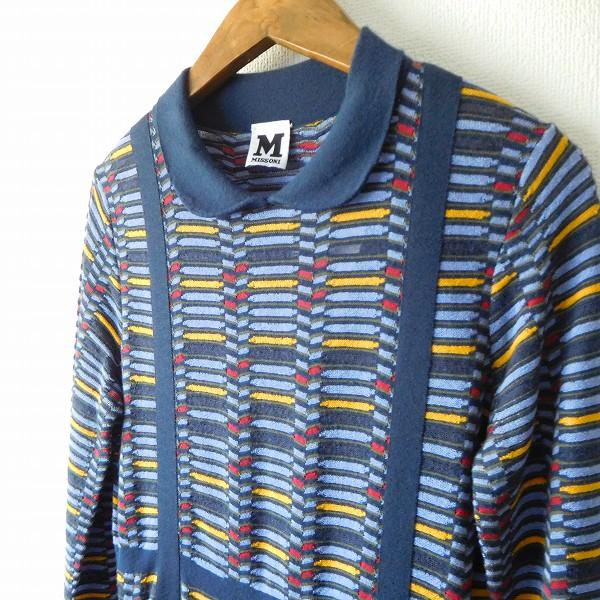 MISSONI（ミッソーニ） #anc ワンピース 40 紺 紫 黄色 赤 ニット 襟
