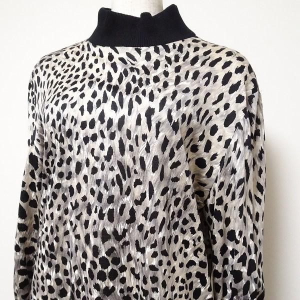 apc レオナール LEONARD ワンピース M 黒 グレー シルク混 アニマル柄