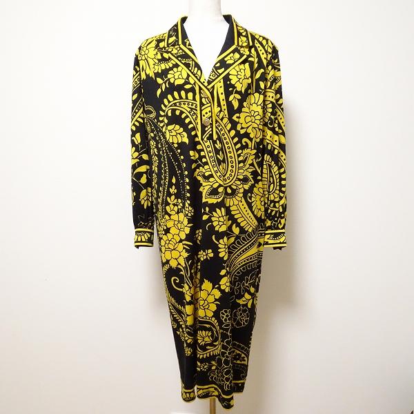 レオナールロングワンピース ペイズリー花柄シルク金ボタン LEONARD レオナール ロングワンピース ペイズリー 花柄 シルク 金ボタン