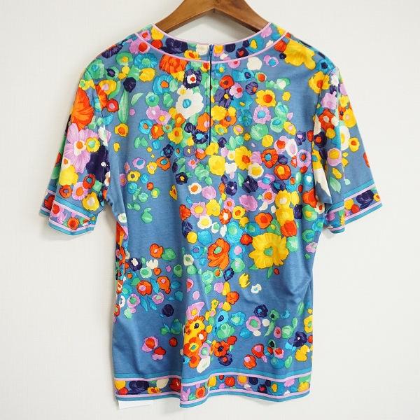 snc レオナール LEONARD カットソー M 青系 マルチ 花柄 半袖