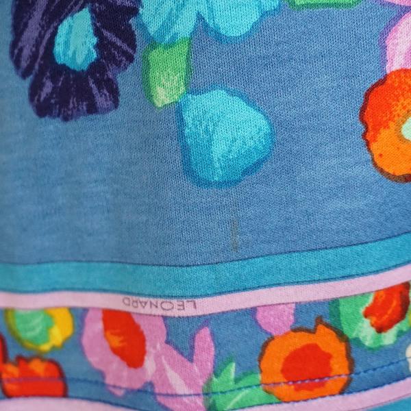 snc レオナール LEONARD カットソー M 青系 マルチ 花柄 半袖