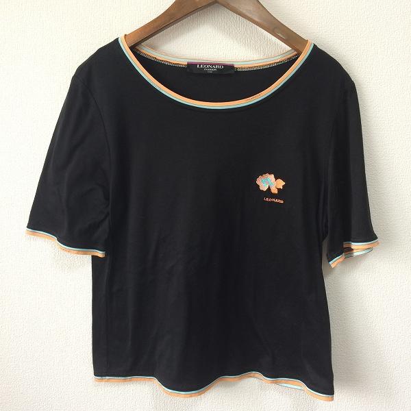 spc レオナール LEONARD Tシャツ M 黒 オレンジ 水色 半袖