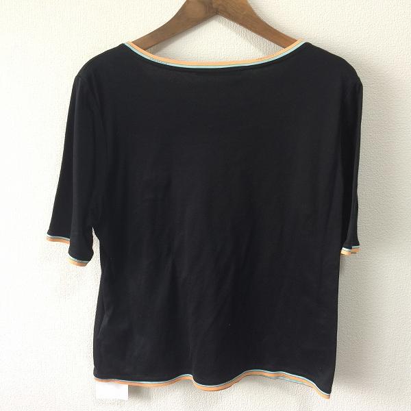 新品未使用　LEONARD レオナール　コットン　トップス　Tシャツ 42 spc レオナール LEONARD Tシャツ M 黒 オレンジ 水色 半袖