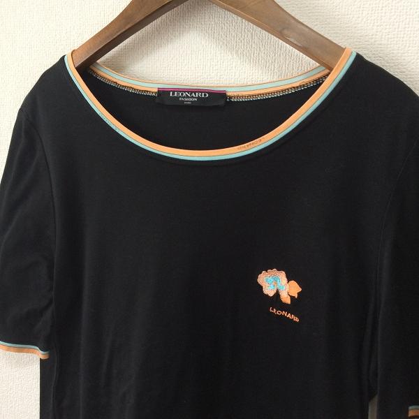 spc レオナール LEONARD Tシャツ M 黒 オレンジ 水色 半袖
