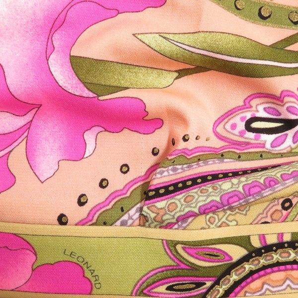 LEONARD レオナール ロングワンピース ペイズリー 花柄 シルク 金ボタン