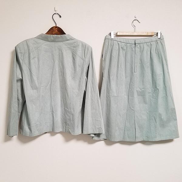 #anc レリアン Leilian スカートスーツ 15+ 水色 スエード調 ツーピース 大きいサイズ レディース [774047]｜acil｜02