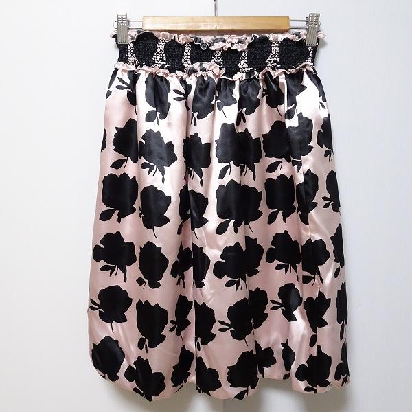 TO BE CHIC #anc SALE トゥービーシック スカート 40 ピンク 黒 バラ 