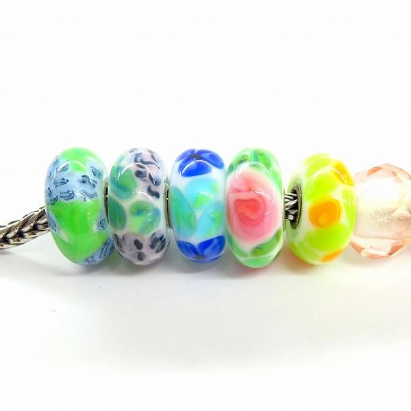 anza トロールビーズ trollbeads ブレスレット 925S LAA刻印 花 ピンク 