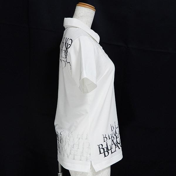 snc ブラック&ホワイト Black&White ポロシャツ 半袖 文字 ラメ ゴルフ