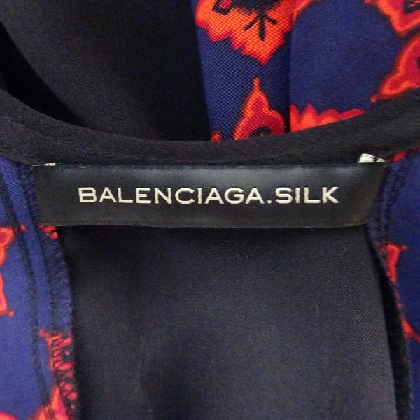 #anc バレンシアガ BALENCIAGA.SILK チュニック 34 黒 紺 赤 シルク ノースリーブ レディース [779032]｜acil｜05