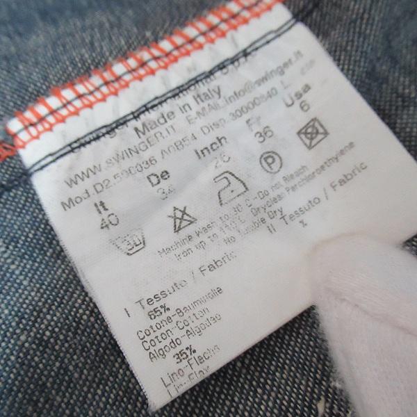 snc フェンディ FENDI ワンピース 40 青 ステッチ デニム ロング 麻混  