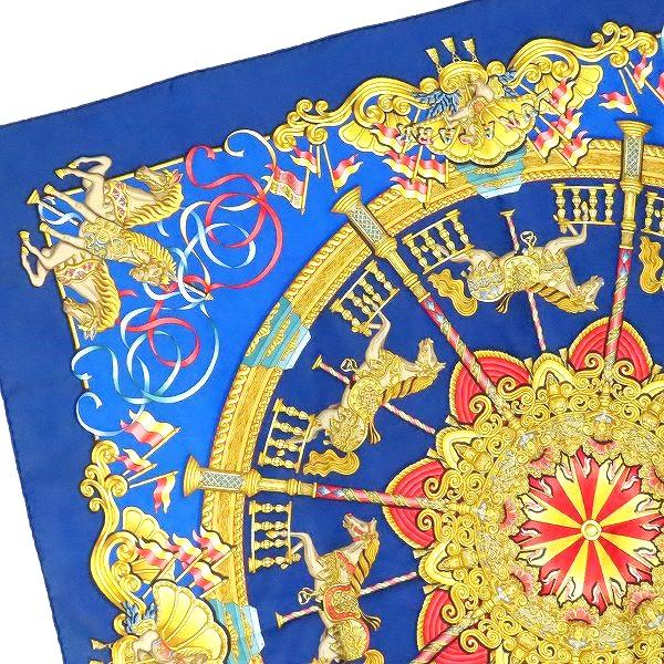 ★HERMES エルメス カレ90 スカーフ 　LUNA PARK 　ブルー HERMES エルメス/luna park scarf シルクスカーフ・カレ90/ブルー/A