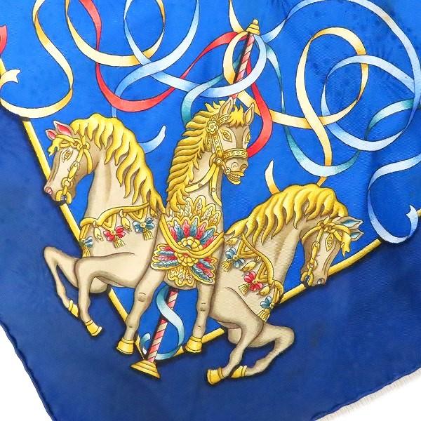 apzs エルメス HERMES カレ90 LUNAPARK 遊園地 スカーフ 紺 青 マルチ
