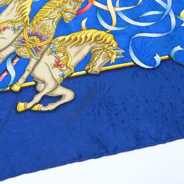 apzs エルメス HERMES カレ90 LUNAPARK 遊園地 スカーフ 紺 青 マルチ