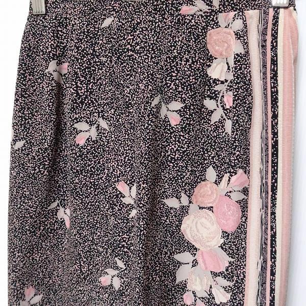 anc SALE ロザース ROSACE スカート 9 黒 ピンク系 バラ柄 レディース 