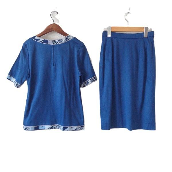 spc レオナール LEONARD セットアップ M 青 半袖 バックジップ 美品  