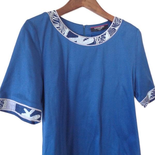 spc レオナール LEONARD セットアップ M 青 半袖 バックジップ 美品  